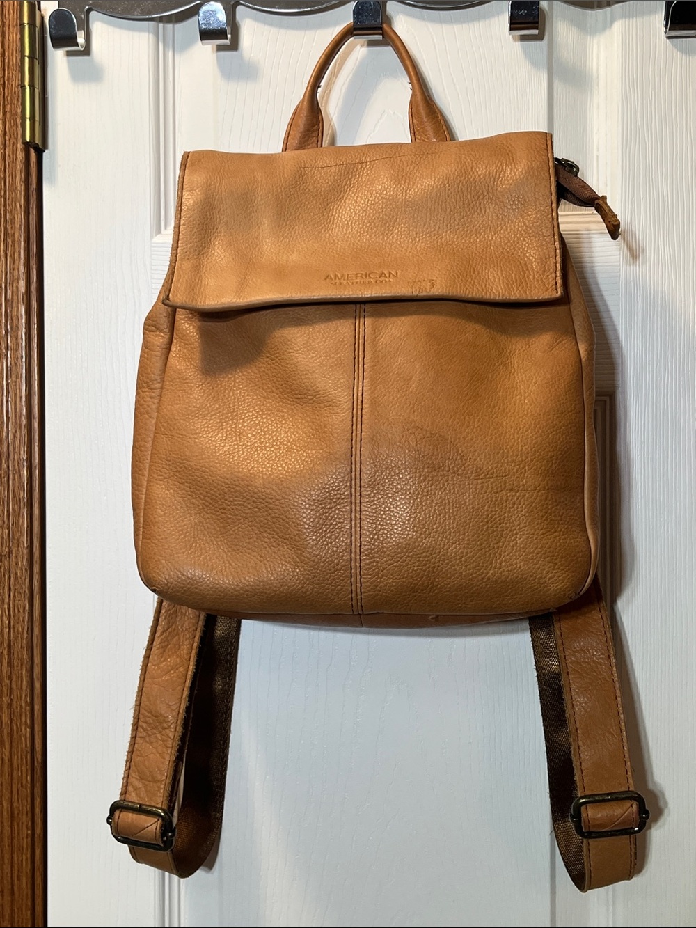 American Leather Co. Tan Light Brown  Backpack Book Bag Purse